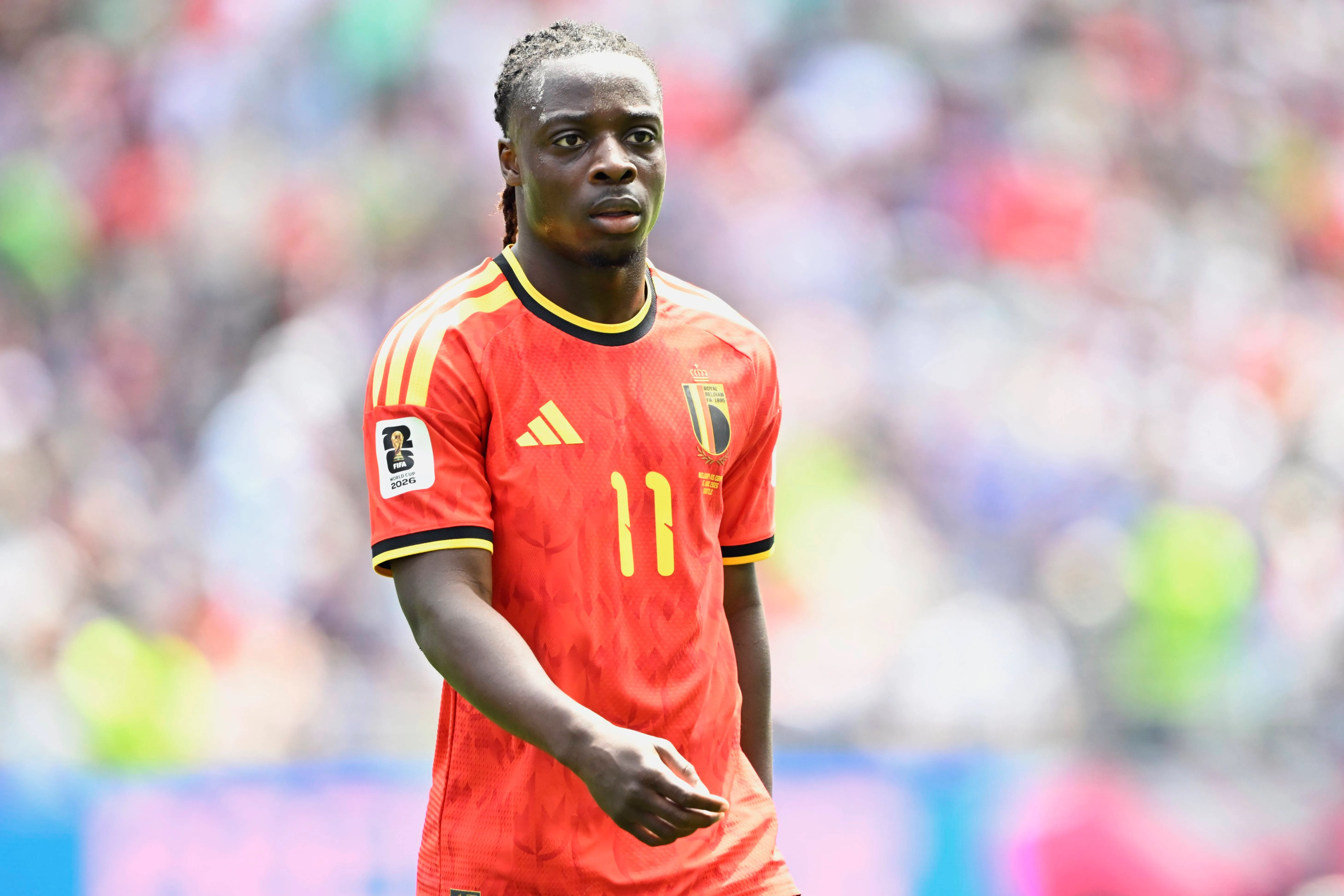 Jérémy Doku em ação pela Bélgica contra o Egito. Foto: IMAGO / Photo News