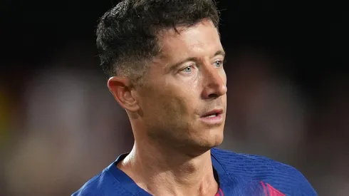 Robert Lewandowski durante jogo do Barcelona. (Photo by Aitor Alcalde/Getty Images)
