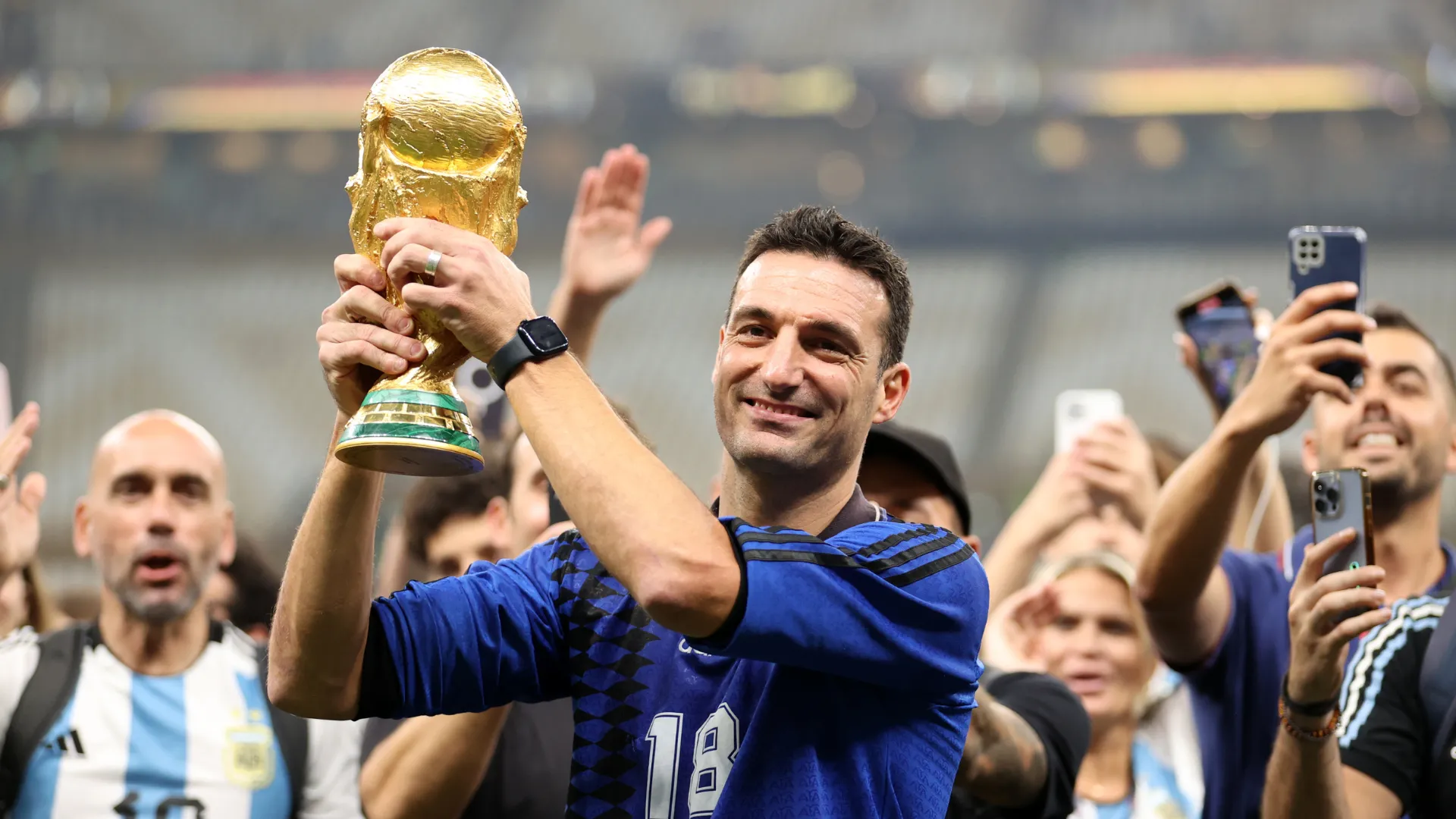 Lionel Scaloni comemora título da Copa do Mundo pela Argentina