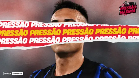 Lautaro Martínez arte pressão máxima (Foto Lautaro: Tullio M. Puglia/Getty Images – Edição por IA com ChatGPT)