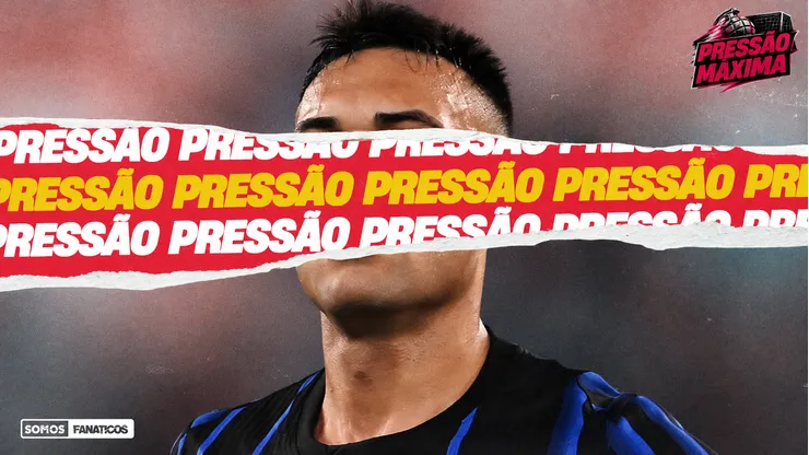 Lautaro Martínez arte pressão máxima (Foto Lautaro: Tullio M. Puglia/Getty Images - Edição por IA com ChatGPT)
