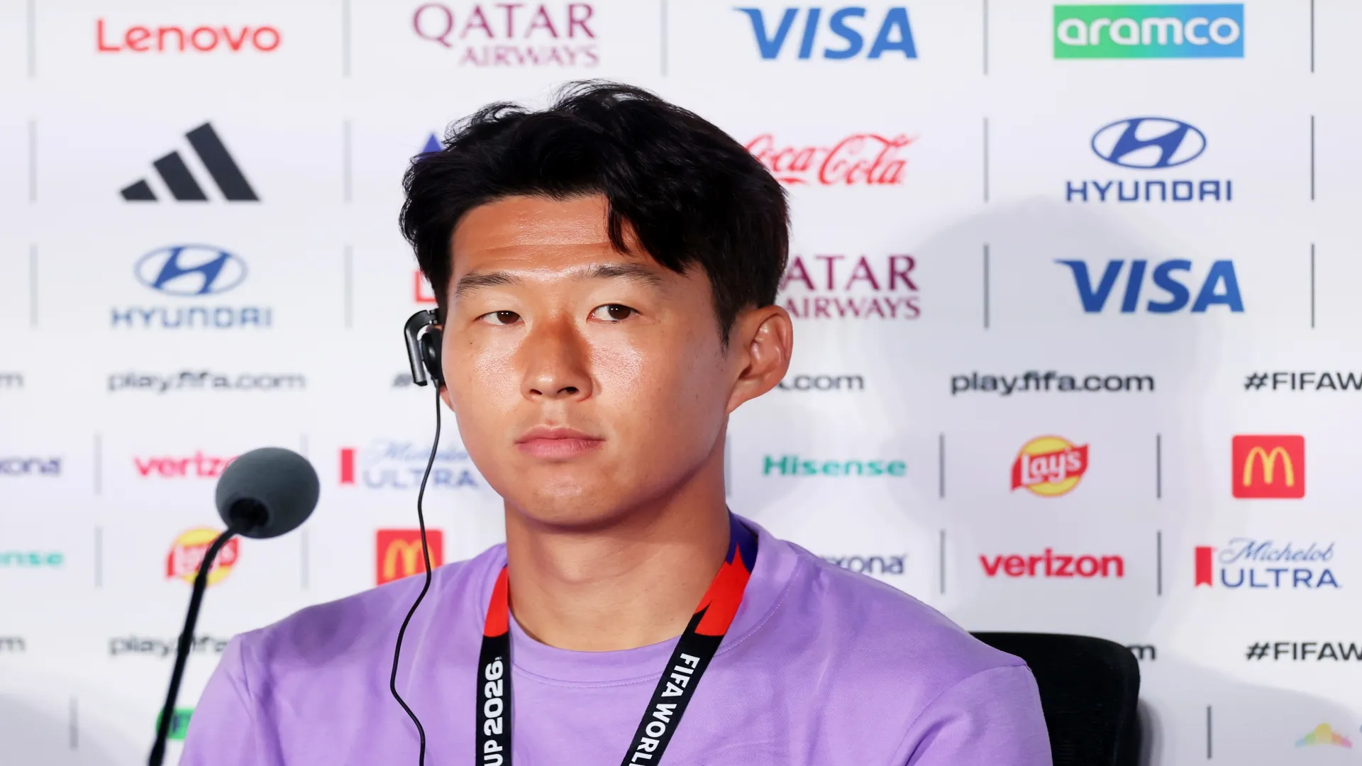 Son em coletiva de imprensa da Copa do Mundo 2026 – Lars Baron/Getty Images