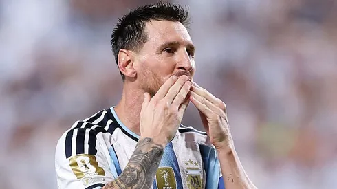 Messi após marcar três gols contra a Argélia. Foto: Michael Steele/Getty Images