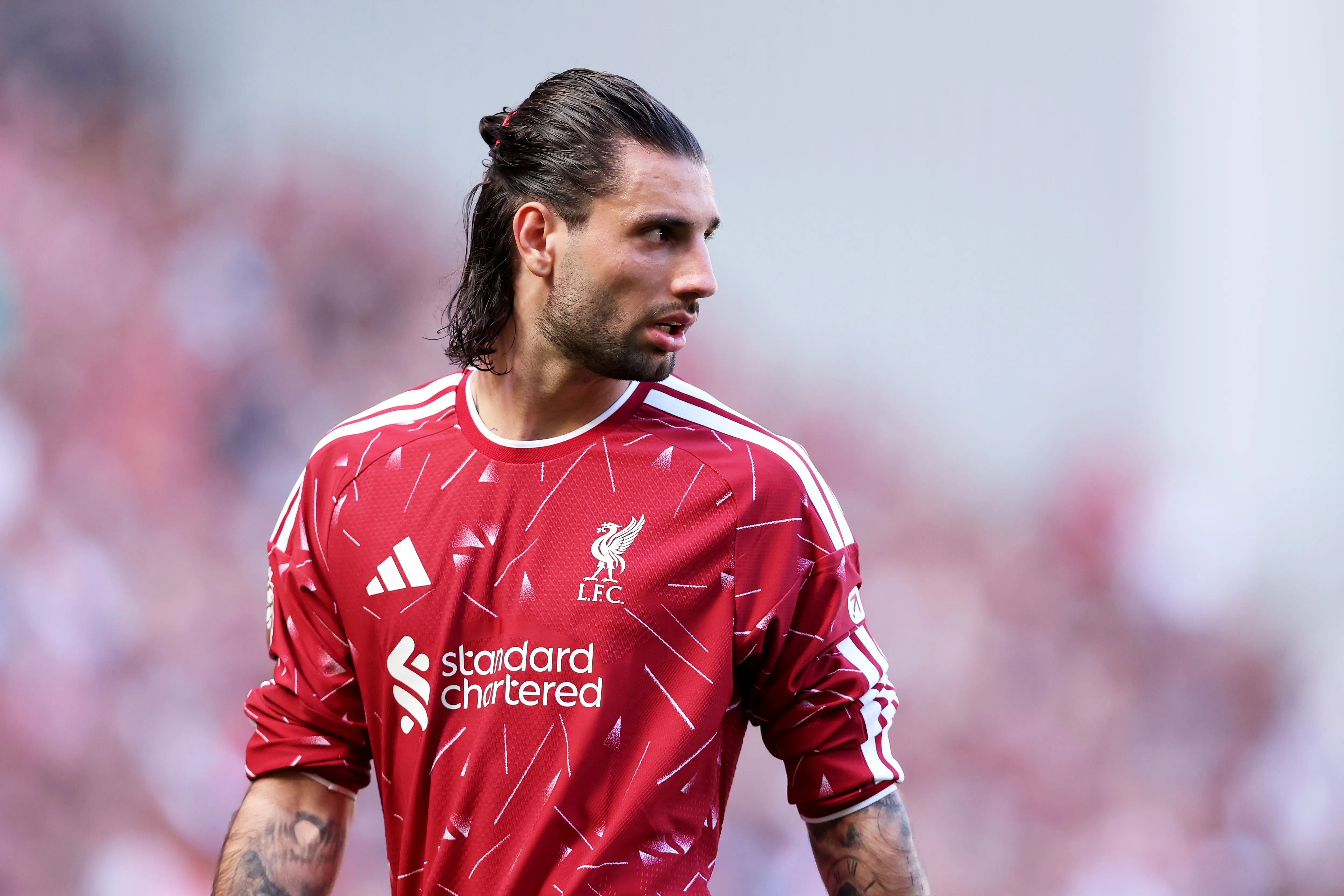 Szoboszlai em campo com as cores do Liverpool (Foto: Jack Thomas/Getty Images)