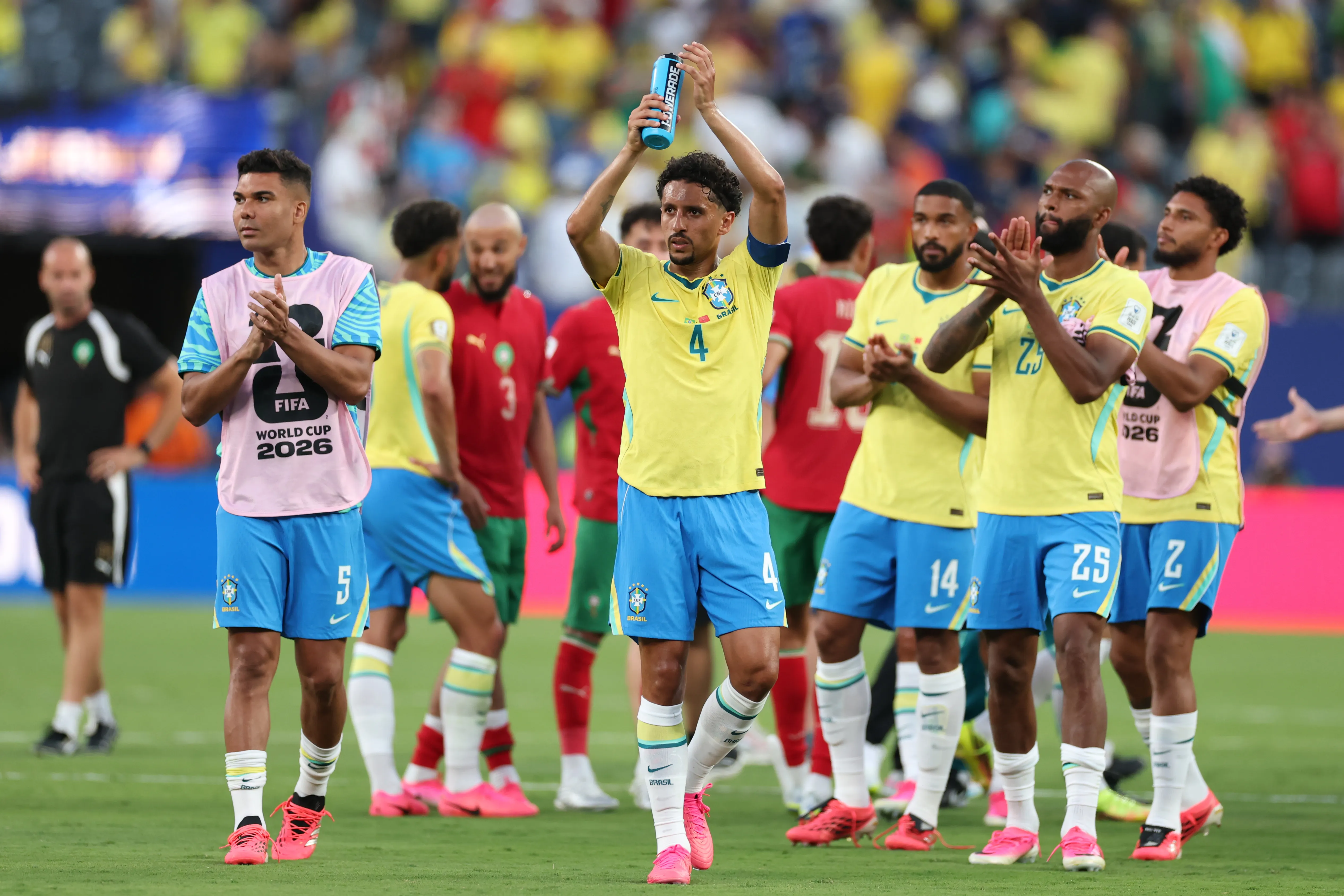 Jogadores do Brasil durante partida da Copa do Mundo. Foto: Dan Mullan/Getty Images