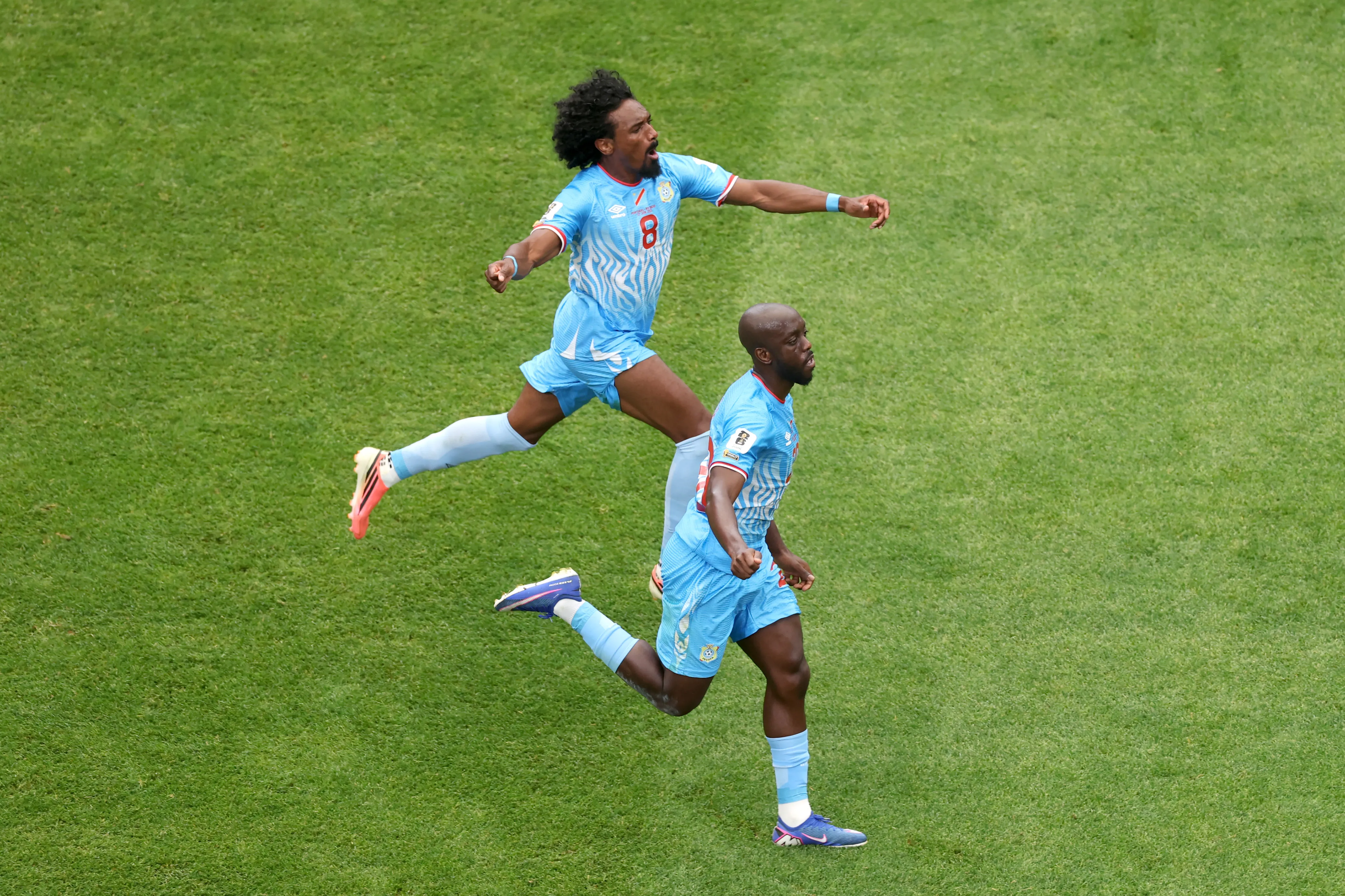 Yoane Wissa comemora gol pela RD Congo. (Photo by Lars Baron/Getty Images)