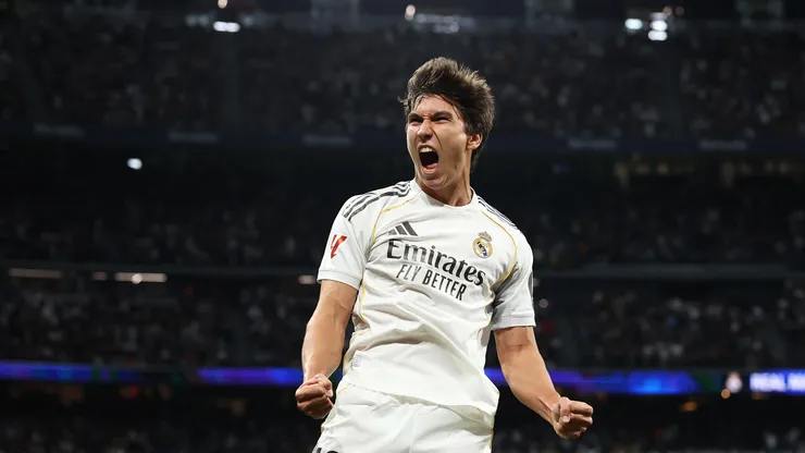 Gonzalo García comemora gol pelo Real Madrid (Florencia Tan Jun/Getty Images)