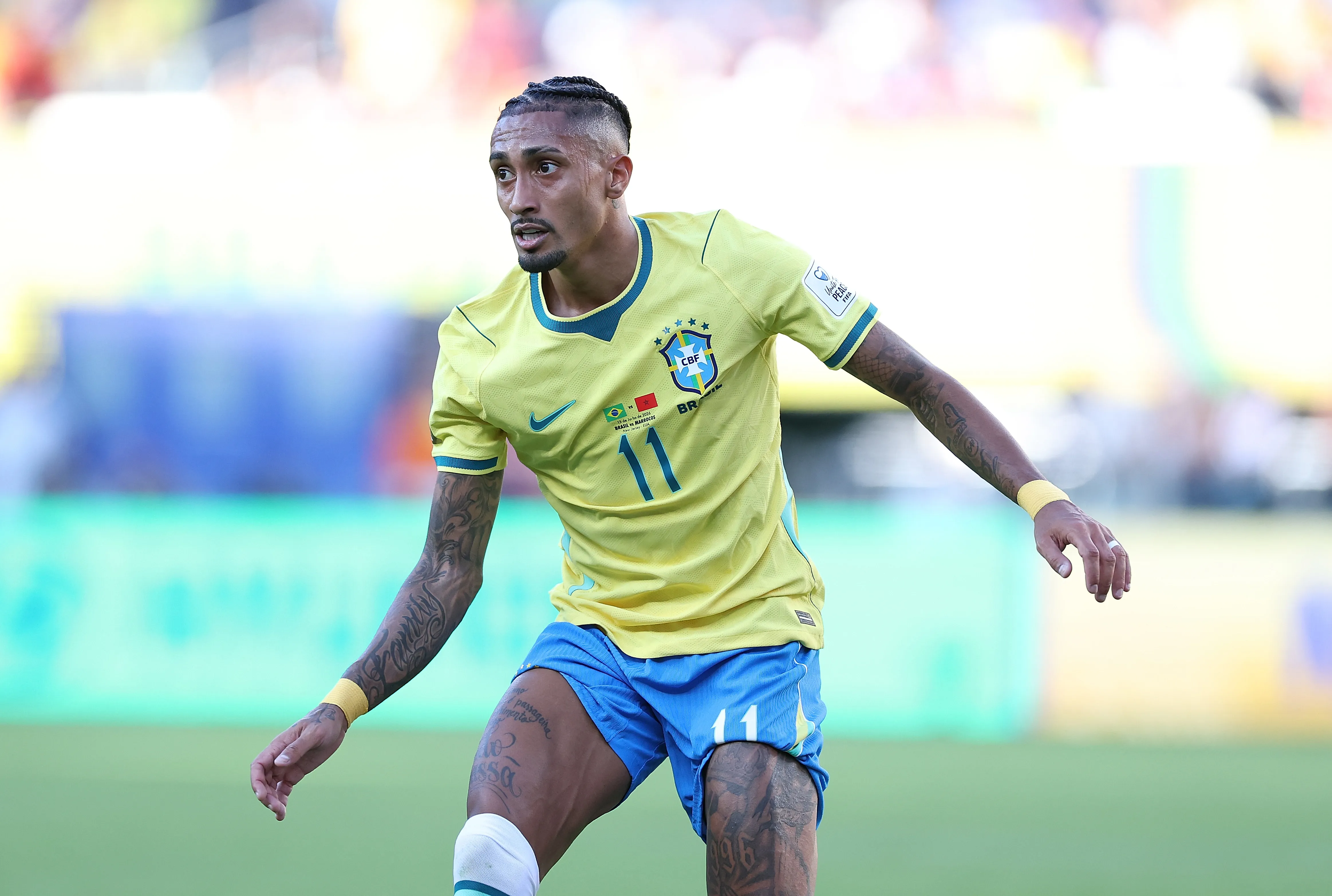Raphinha em campo pela Seleção Brasileira (Foto: Kevin C. Cox/Getty Images)