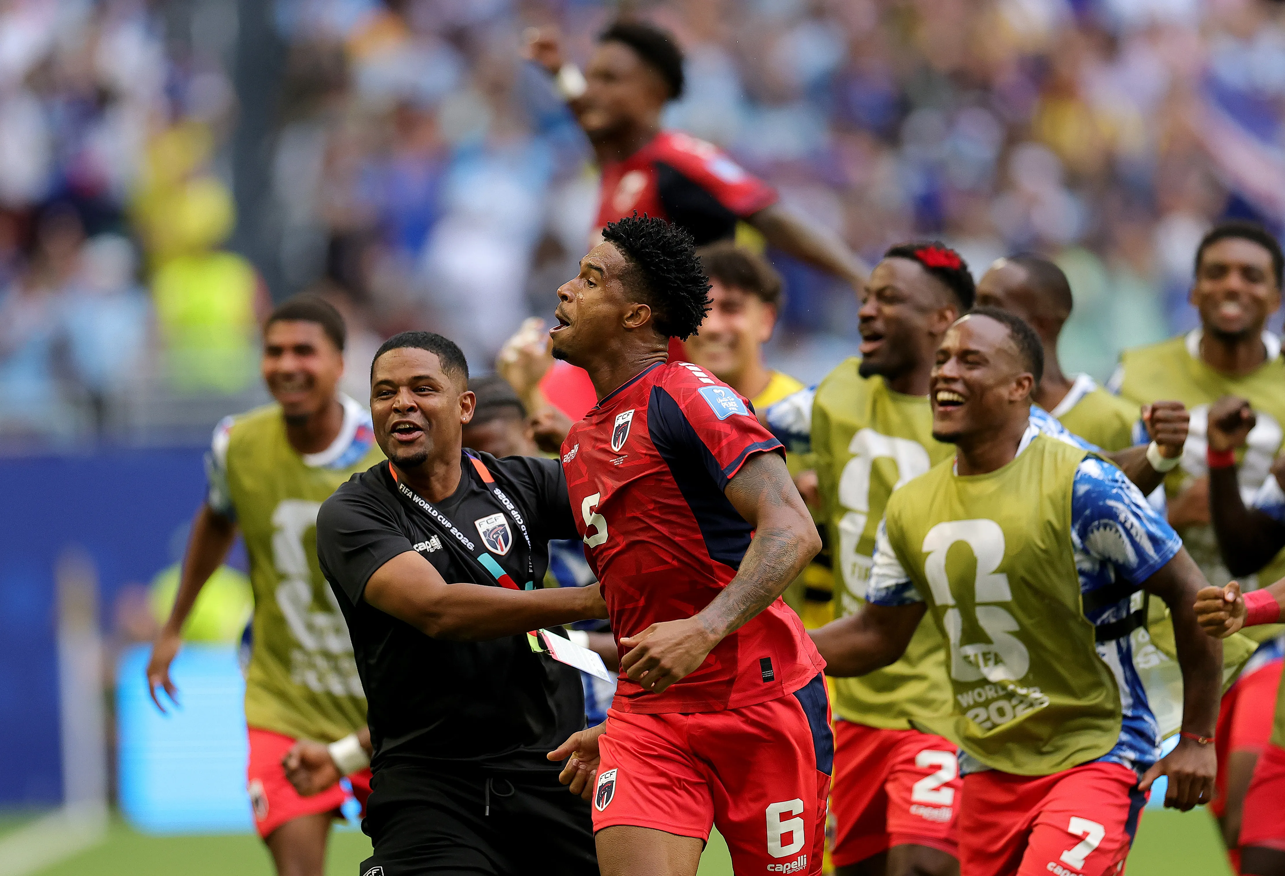 Kevin Pina comemorando gol com a seleção do Cabo Verde (Photo by Alex Slitz/Getty Images)