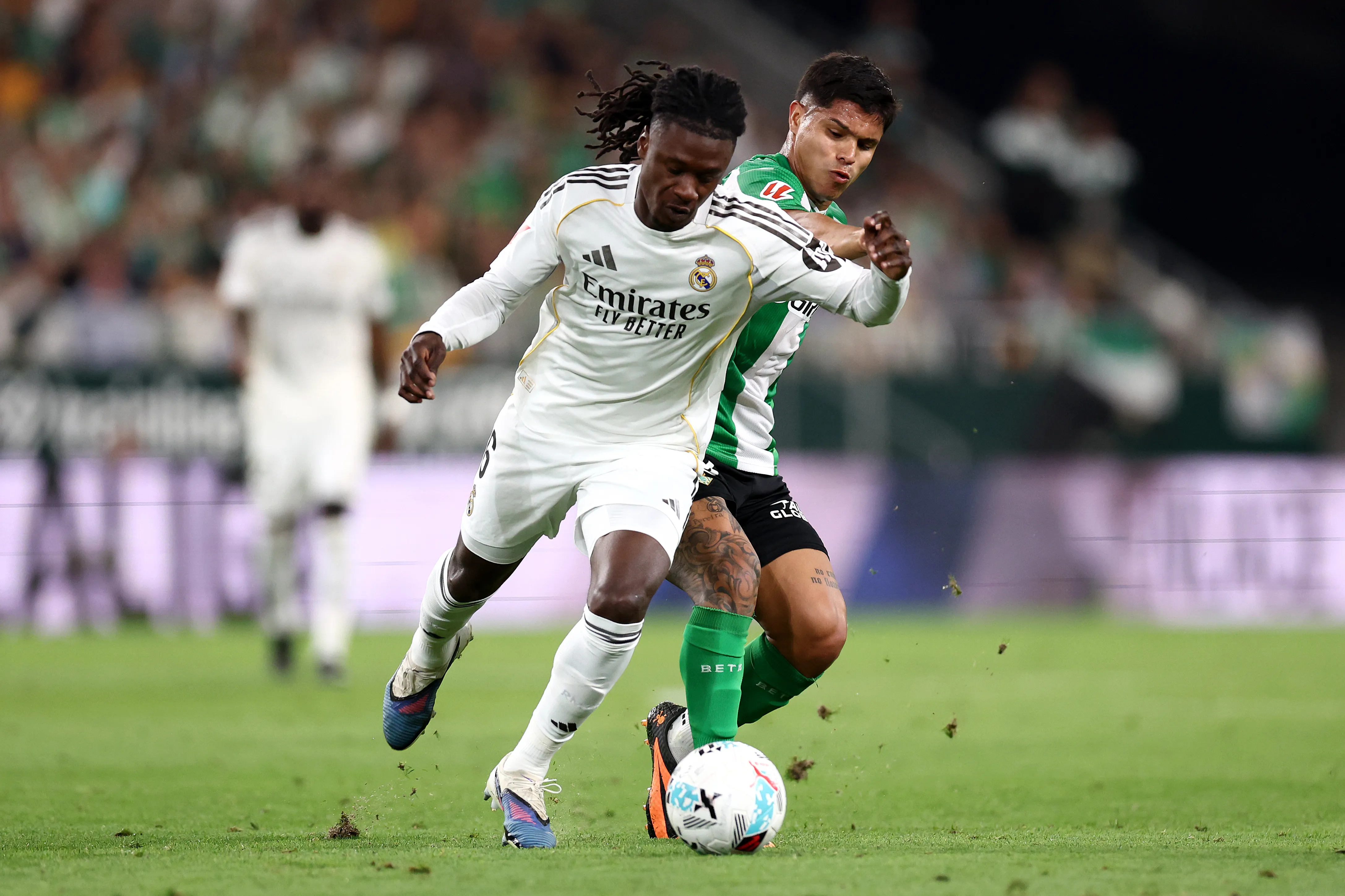 Camavinga, do Real Madrid, durante partida da LaLiga. Foto: Fran Santiago/Getty Images