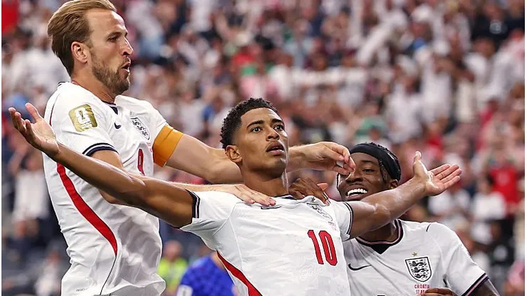 Bellingham pela seleção da Inglaterra. Foto: Francois Nel/Getty Images