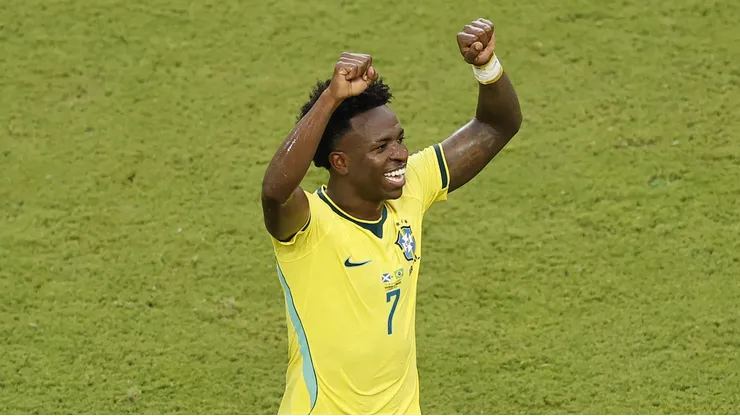 Vini Jr após marcar pela Seleção (Photo by Michael Reaves/Getty Images)