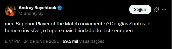 Fanáticos elogiam Douglas Santos