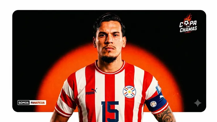 Gustavo Gómez é capitão do Paraguai (Copa em Chamas - Imagem gerada por inteligência artificial – Gemini)