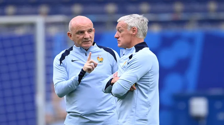 Didier Deschamps e Guy Stéphan em treino da França em 2024 - Stu Forster/Getty Images