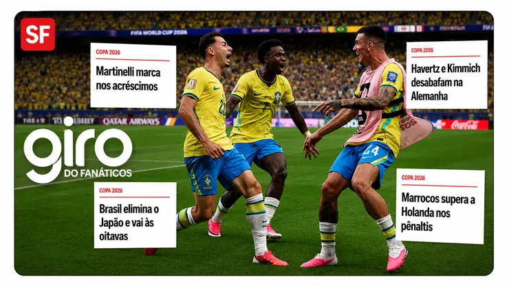 Giro da Copa: Brasil avança, Paraguai elimina Alemanha e Marrocos supera Holanda. Foto: Lars Baron/Getty Images | Imagem criada com auxílio da IA: ChatGPT