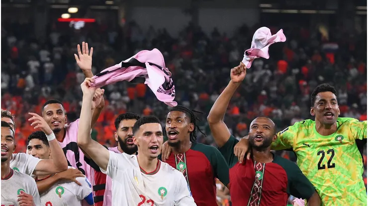 Seleçaõ marroquina comemorando classificação na Copa do Mundo (Photo by David Ramos/Getty Images)