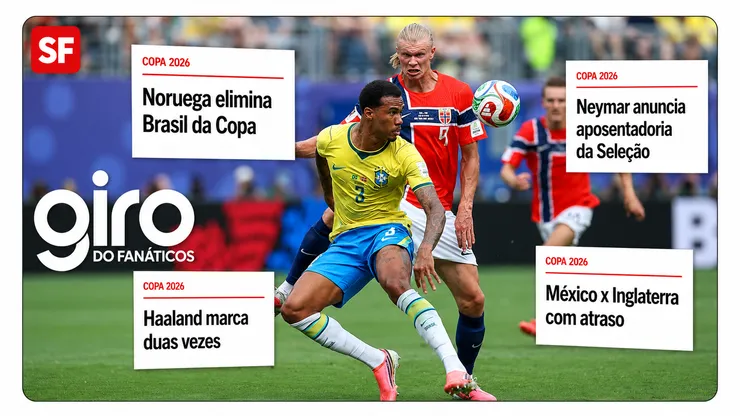 Giro da Copa: Haaland elimina Brasil; México x Inglaterra sofre atraso. Foto: Buda Mendes/Getty Images | Imagem criada com auxílio da IA - ChatGPT.