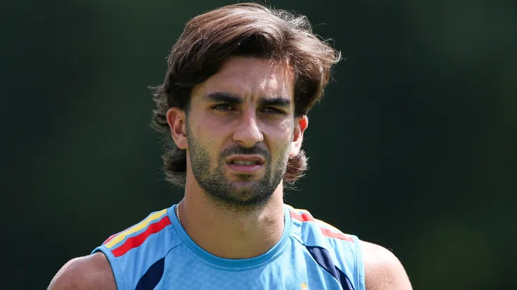 Ferran Torres durante uma sessão de treino pela Espanha. Foto: Florencia Tan Jun/Getty Images