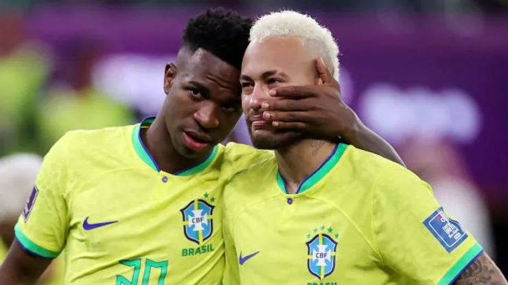 Vini Jr e Neymar pela Seleção Brasileira. Foto: Michael Steele/Getty Images)
