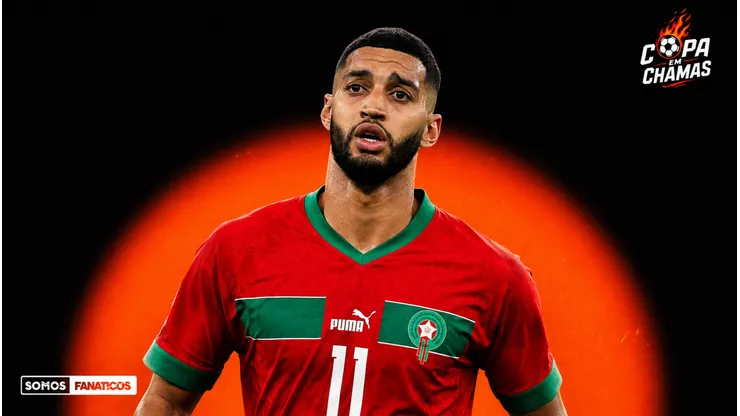 Saibari é a referência do Marrocos na Copa do Mundo. Imagem gerada com auxílio de IA. Carl Recine/Getty Images