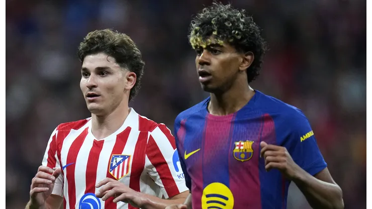 Julián Álvarez, do Atlético e Lamine Yamal, do Barcelona. Foto: IMAGO / Pressinphoto