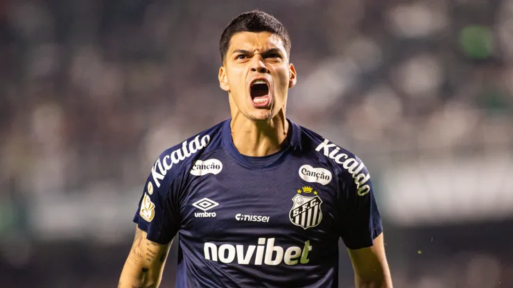 Gabriel Brazão em jogo do Santos. (Foto: Luis Garcia/AGIF)