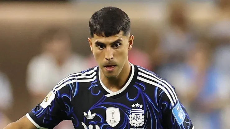 Exequiel Palacios em jogo da Argentina. (Photo by Stacy Revere/Getty Images)