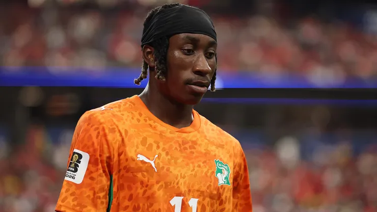 Yan Diomande em campo pela Costa do Marfim. Foto: Stacy Revere/Getty Images