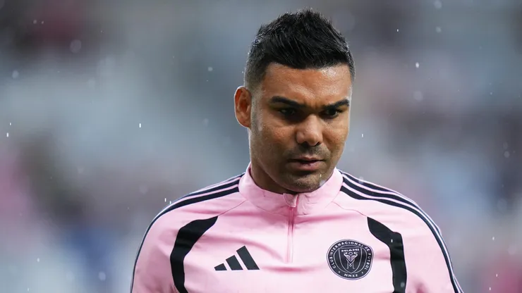 MIAMI, FLORIDA - AUGUST 01: Carlos Casimiro #5 of Inter Miami CF warms up prior to the MLS match between Inter Miami CF and Columbus Crew at Nu Stadium on August 01, 2026 in Miami, Florida. (Photo by Rich Storry/Getty Images)