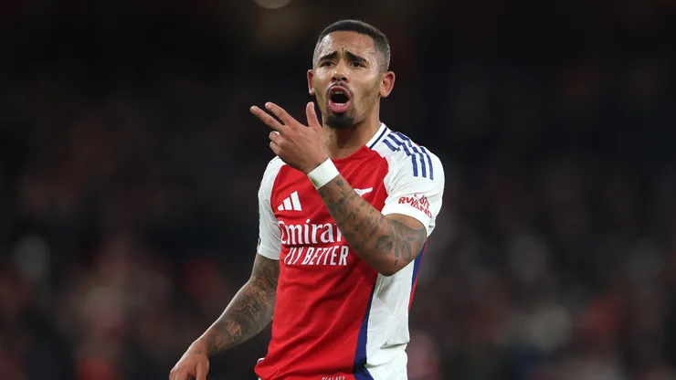 Gabriel Jesus of Arsenal during the Carabao Cup Semi Final First Leg match between Arsenal and Newcastle United at Emirates Stadium on January 07, 2025 in London, England.