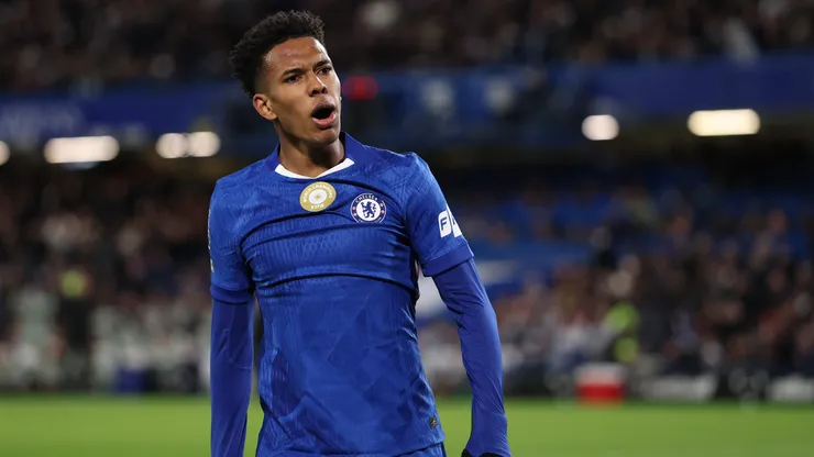 Estevao of Chelsea reacts during the Premier League match between Chelsea and Arsenal at Stamford Bridge on November 30, 2025 in London, England.
