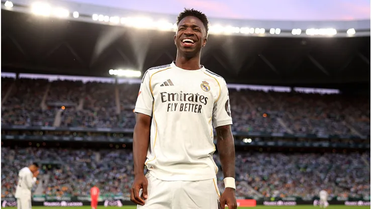 Vini Jr. ainda não renovou com o Real Madrid. Fran Santiago/Getty Images.