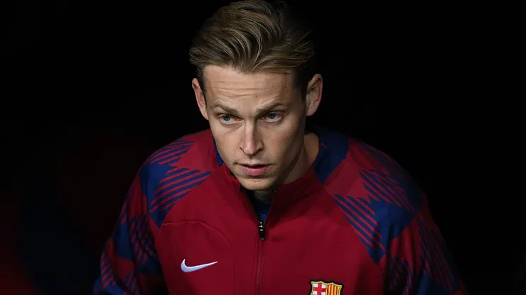 Frenkie de Jong of FC Barcelona looks onprior to the UEFA Champions League match between FC Barcelona and FC Porto at Estadi Olimpic Lluis Companys on November 28, 2023 in Barcelona, Spain.