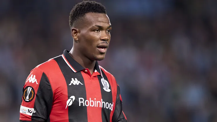 Juma Bah of OGC Nice looks on during the UEFA Europa League 2025/26 League Phase MD3 match between Real Club Celta and OGC Nice at Estadio Abanca Balaidos on October 23, 2025 in Vigo, Spain.
