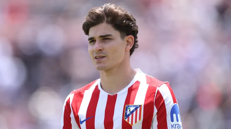 Julian Alvarez of Atletico De Madrid looks on during the FIFA Club World Cup 2025 group B match between Club Atletico de Madrid and Botafogo FR at Rose Bowl Stadium on June 23, 2025 in Pasadena, California.