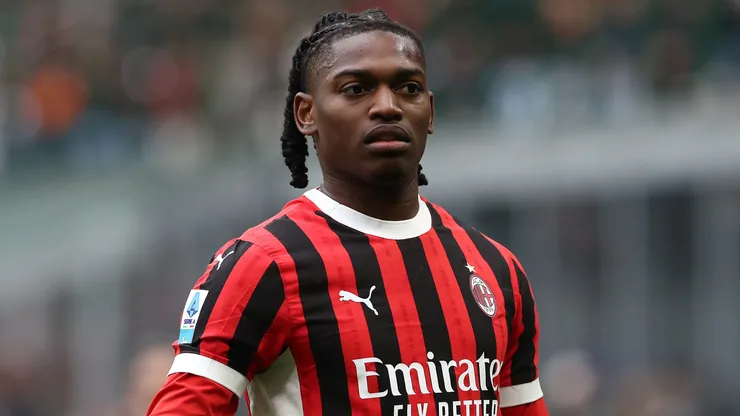 Rafael Leao of AC Milan looks on during the Serie A match between AC Milan and Parma Calcio at Stadio Giuseppe Meazza on January 26, 2025 in Milan, Italy.