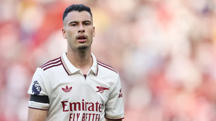 Gabriel Martinelli of Arsenal during the Premier League match between Manchester United and Arsenal at Old Trafford on August 17, 2025 in Manchester, England.