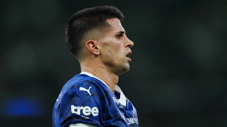 Joao Cancelo of Al Hilal looks on during the Saudi Pro League match between Al Ahli and Al Hilal at King Abdullah Sports City on October 5, 2024 in Jeddah, Saudi Arabia.