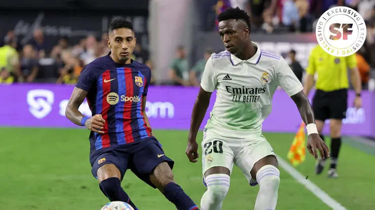 Vinicius Junior e Raphinha. (Foto: Ethan Miller/Getty Images)