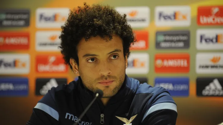 Felipe Anderson of SS Lazio during the press conference in Waregem on December 6, 2017 in Waregem, Belgium.