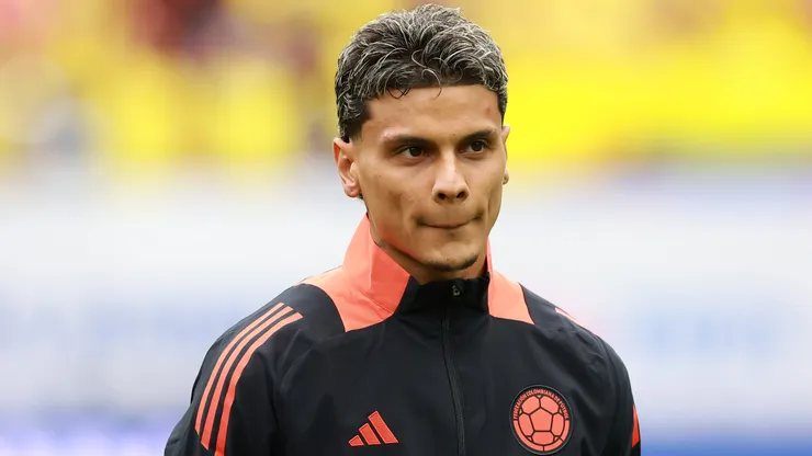 Richard Rios of Colombia lines up prior to the CONMEBOL Copa America 2024 Group D match between Colombia and Paraguay at NRG Stadium on June 24, 2024 in Houston, Texas.
