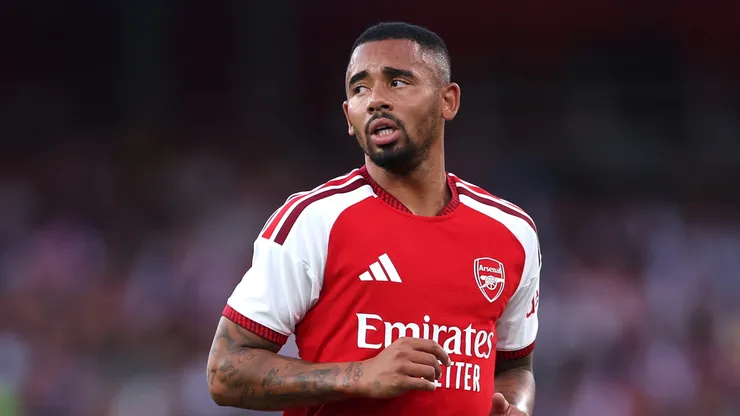 Gabriel Jesus, do Arsenal, durante o amistoso de pré-temporada entre Arsenal FC e Como Calcio no Emirates Stadium, em 12 de agosto de 2026, em Londres, Inglaterra. (Foto de Alex Pantling/Getty Images)