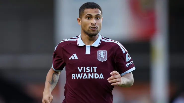 Joao Gomes of Aston Villa during the pre-season friendly match between Aston Villa and Real Sociedad at Pallet-Track Bescot Stadium on July 28, 2026 in Walsall, England.