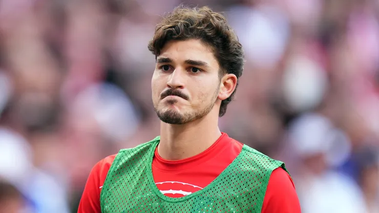 Julian Alvarez of Atletico de Madrid looks on during the LaLiga EA Sports 2026/27 match between Atletico de Madrid and Villarreal CF at Riyadh Air Metropolitano on August 23, 2026 in Madrid, Spain.