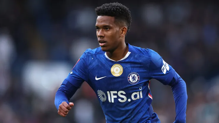 Estevao of Chelsea during the Emirates FA Cup Quarter Final match between Chelsea and Port Vale on April 04, 2026 in London, England.
