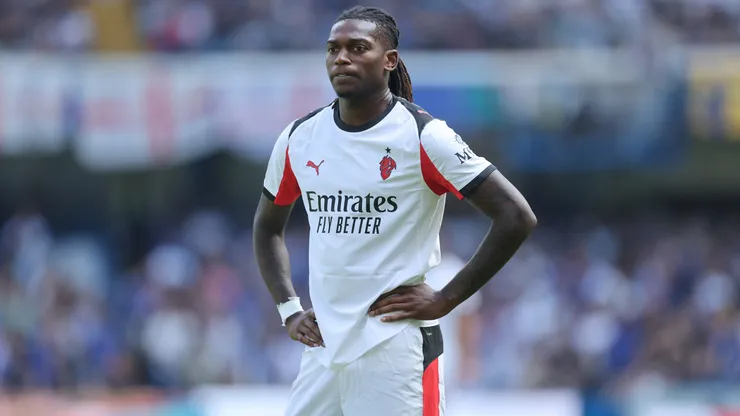 Rafael Leao of AC Milan during the pre-season friendly match between Chelsea and AC Milan at Stamford Bridge on August 10, 2025 in London, England.