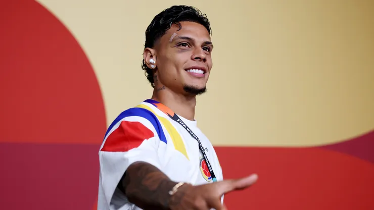 Richard Rios of Colombia arrives at the stadium before the FIFA World Cup 2026 Round of 16 match between Switzerland and Colombia at BC Place Vancouver on July 07, 2026 in Vancouver, British Columbia.