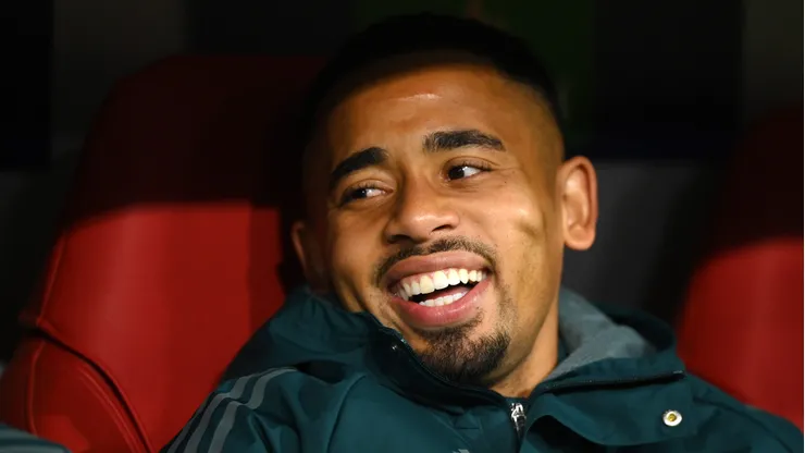 Gabriel Jesus of Arsenal looks on from the bench prior to the UEFA Champions League quarter-final second leg match between FC Bayern München and Arsenal FC at Allianz Arena on April 17, 2024 in Munich, Germany.