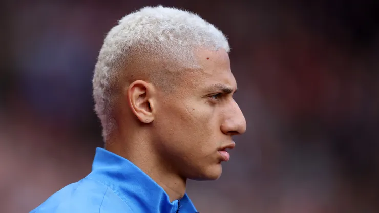 Richarlison of Tottenham Hotspur looks on prior to the Premier League match between Sunderland and Tottenham Hotspur at Stadium of Light on April 12, 2026 in Sunderland, England.